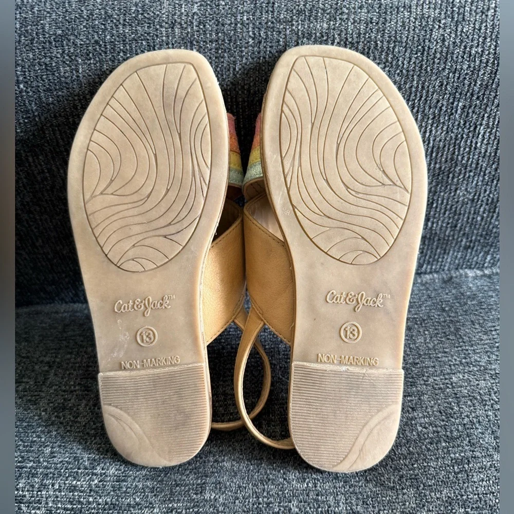 Cat & Jack Tan and Orange Sandals Lightweight Design summer style /size 13